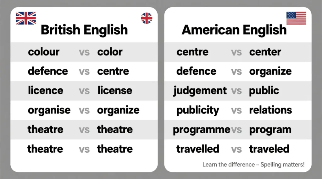 British English vs American English Spelling