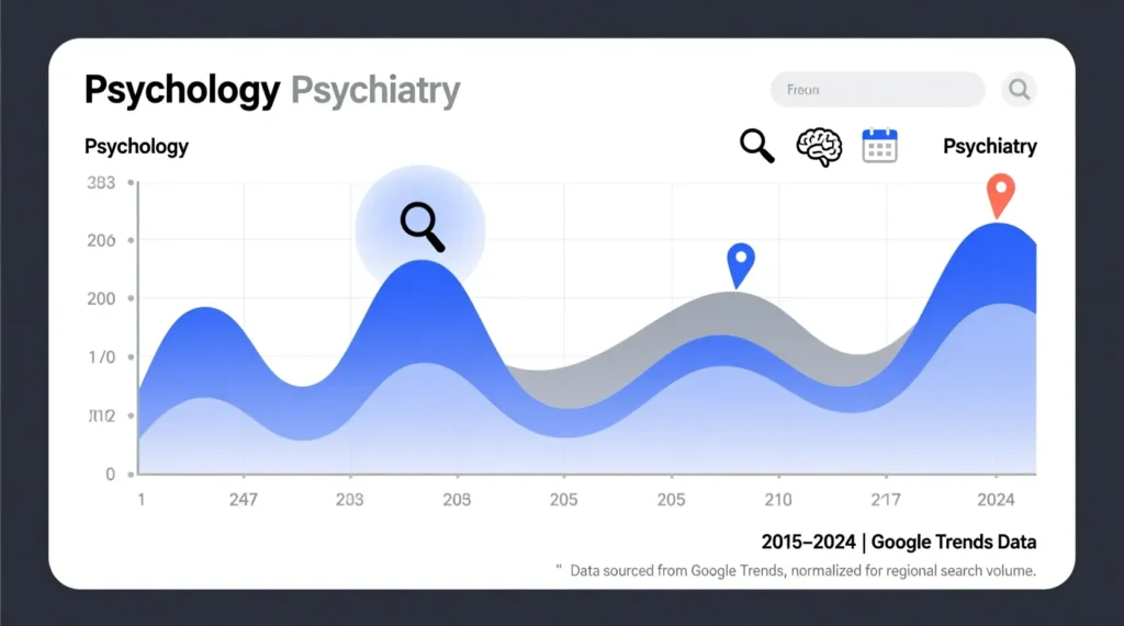 Psychology or Psychiatry – Google Trends & Usage Data