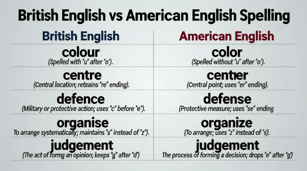 British English vs American English Spelling