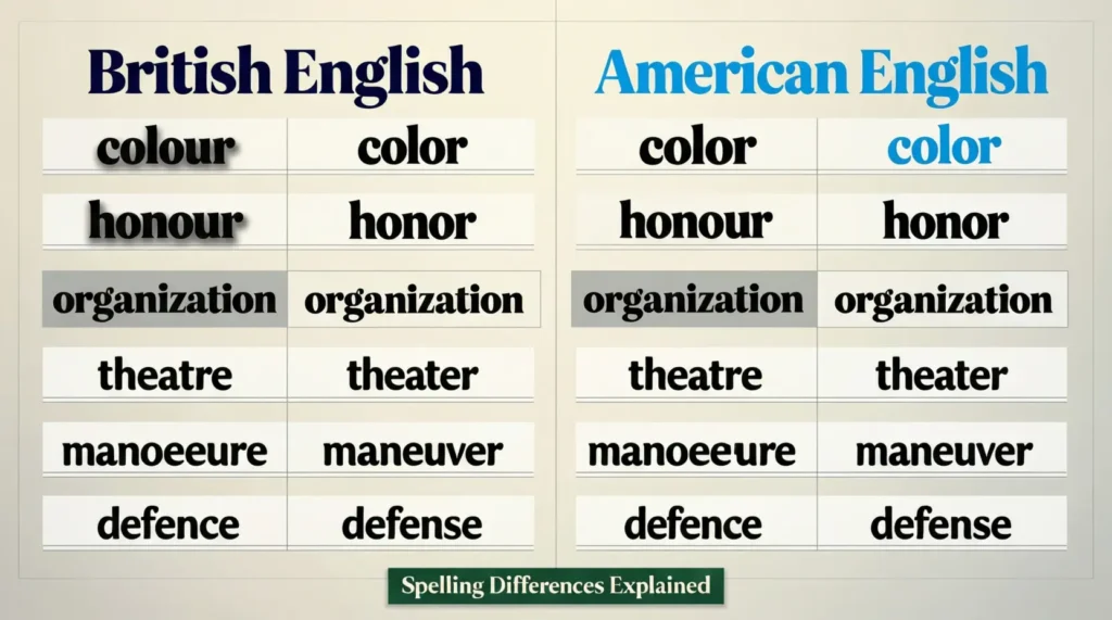 British English vs American English Spelling