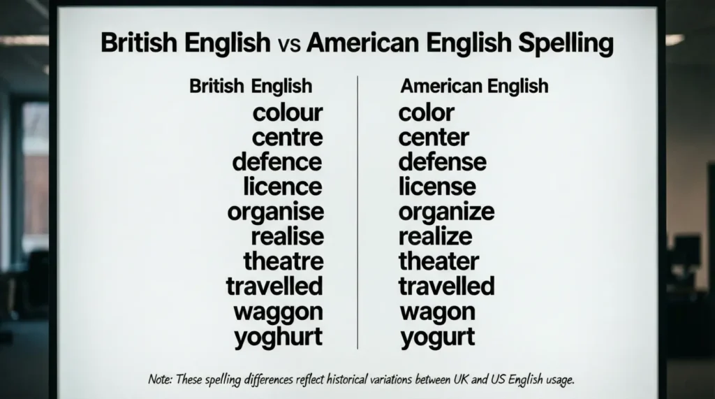 British English vs American English Spelling