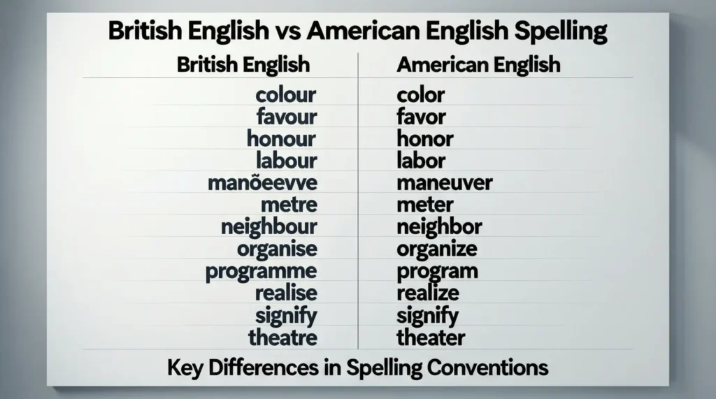 British English vs American English Spelling