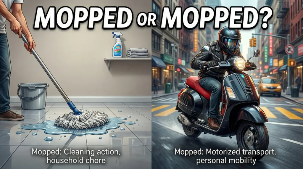 Mopped or Moped in Everyday Examples