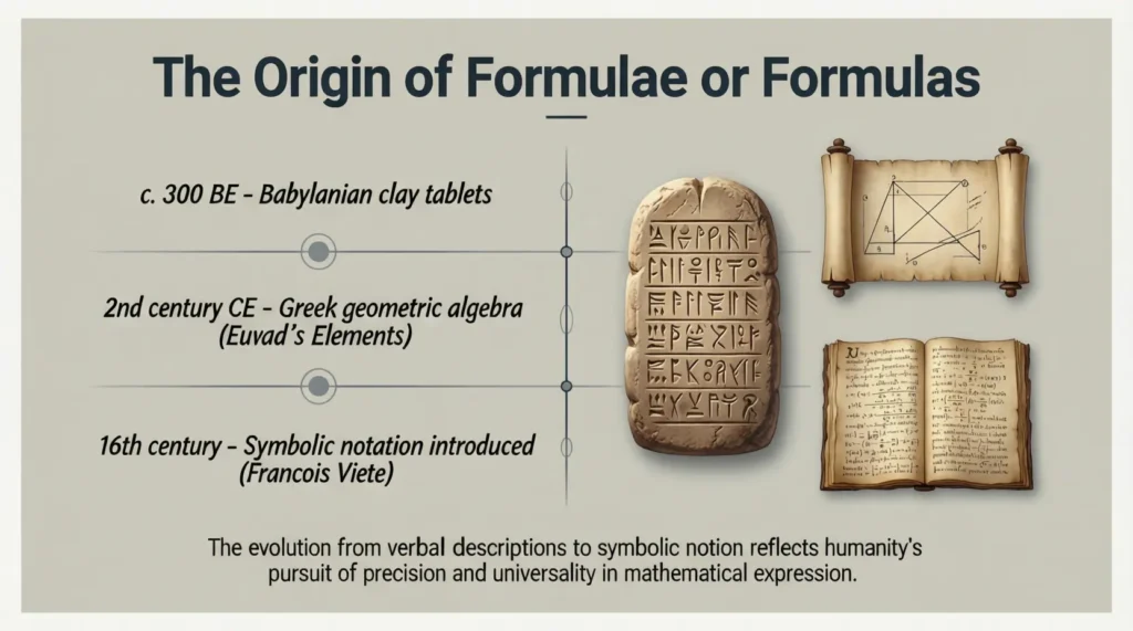 The Origin of Formulae or Formulas