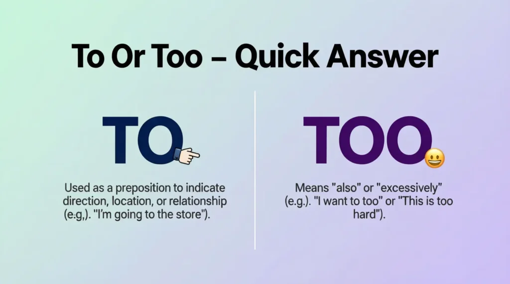To or Too – Quick Answer